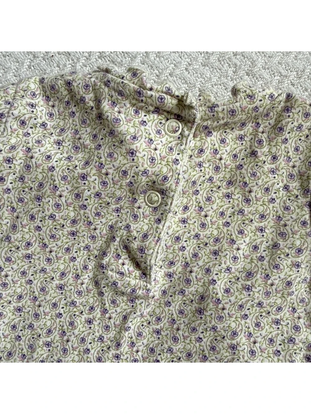 Vintage 2002 Gymboree Pink Floral Paisley Ruffle Collar Bodysuit 6-12M Snap